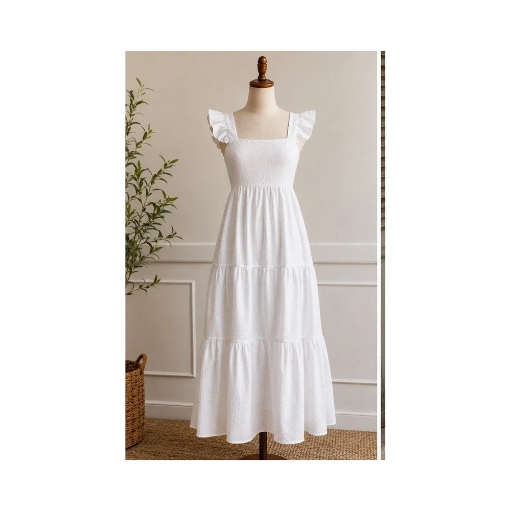 Dreamy Cottagecore Swiss Dot Maxi Dress - Picture 1 of 11